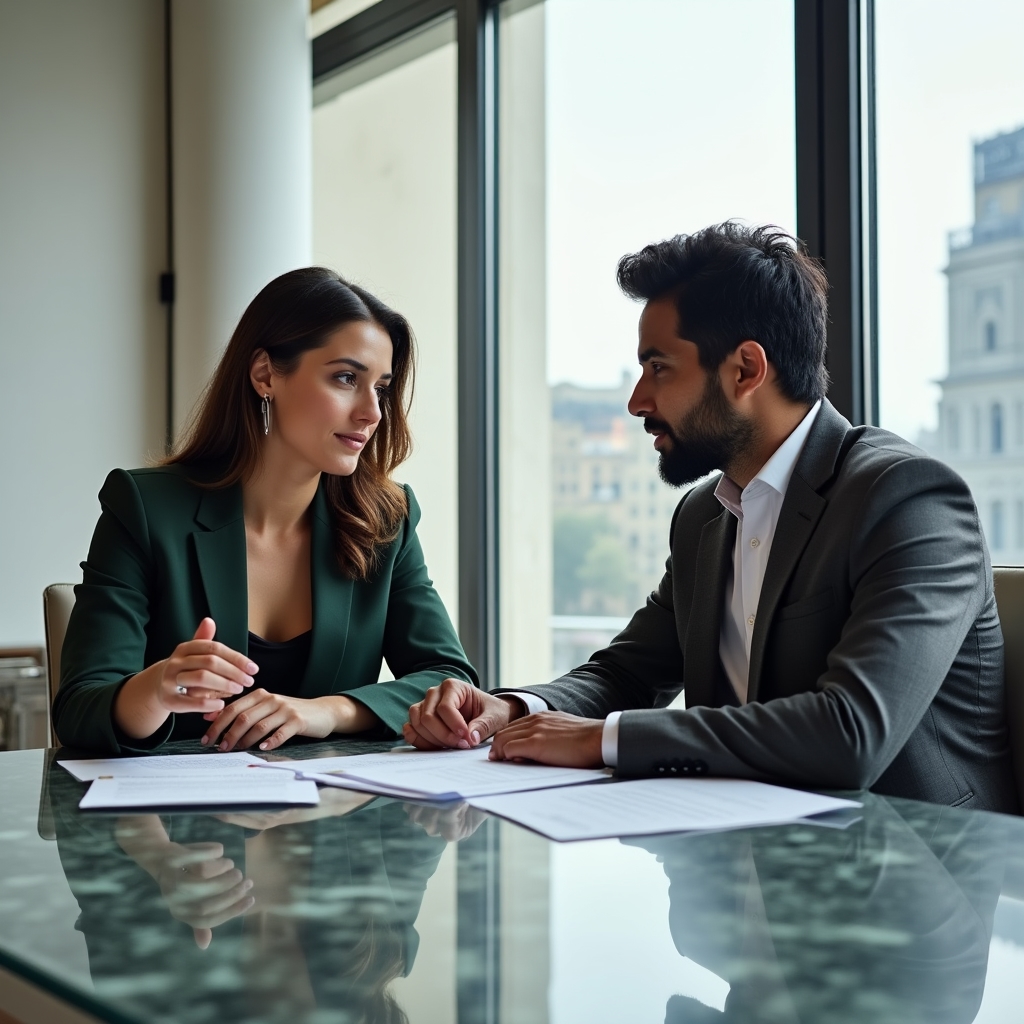 Due professionisti che discutono di una collaborazione in ufficio moderno a Torino
